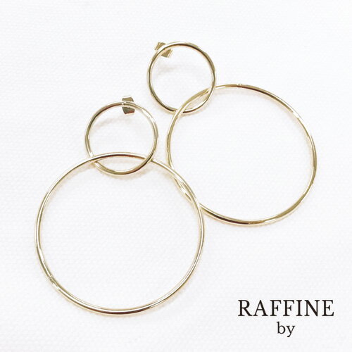 RAFFINE by(ラフィーネバイ)ダブルサークルピアス【6/13up_r】【メール便120円】 ピアス サークル ゴールド シルバー モダン パーティ ビッグピアス 韓国アクセサリー